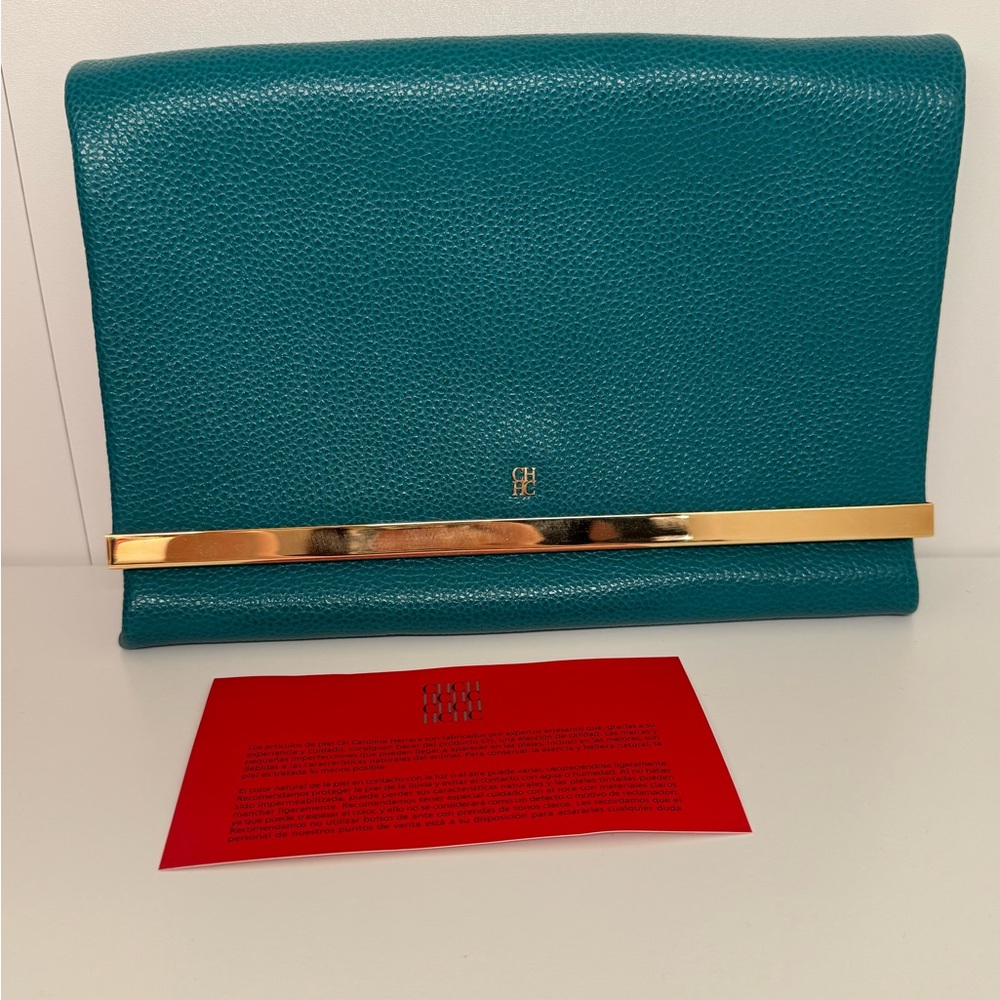 CH Teal Clutch with Gold Accent